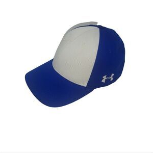Under Armour Men's UA Color Blocked Stretch Fit Cap White/Royal Hat 125412 MD/LG